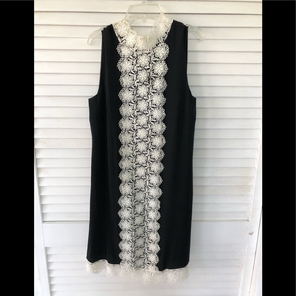 ECI Cocktail silk shift dress with lace detail